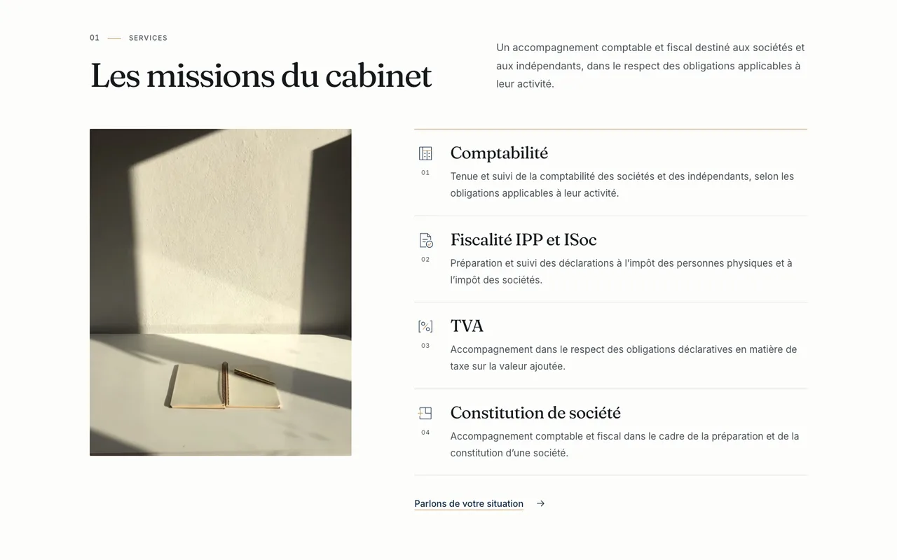 EZI Tax Consulting: de diensten duidelijk voorstellen. Schermafbeelding van de openbare rubriek.