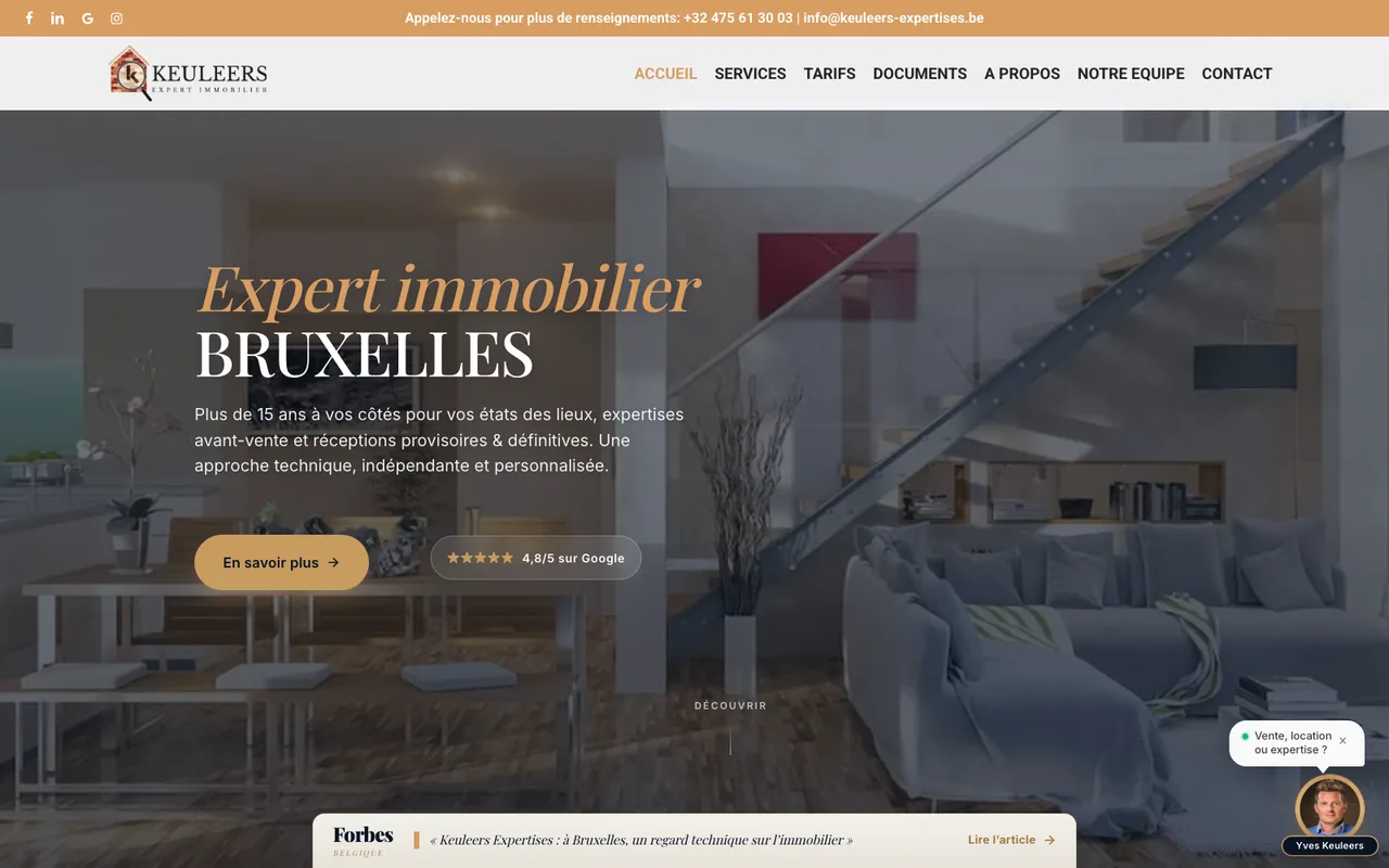 Accueil de Keuleers Expertises, présentation du bureau immobilier et de ses services