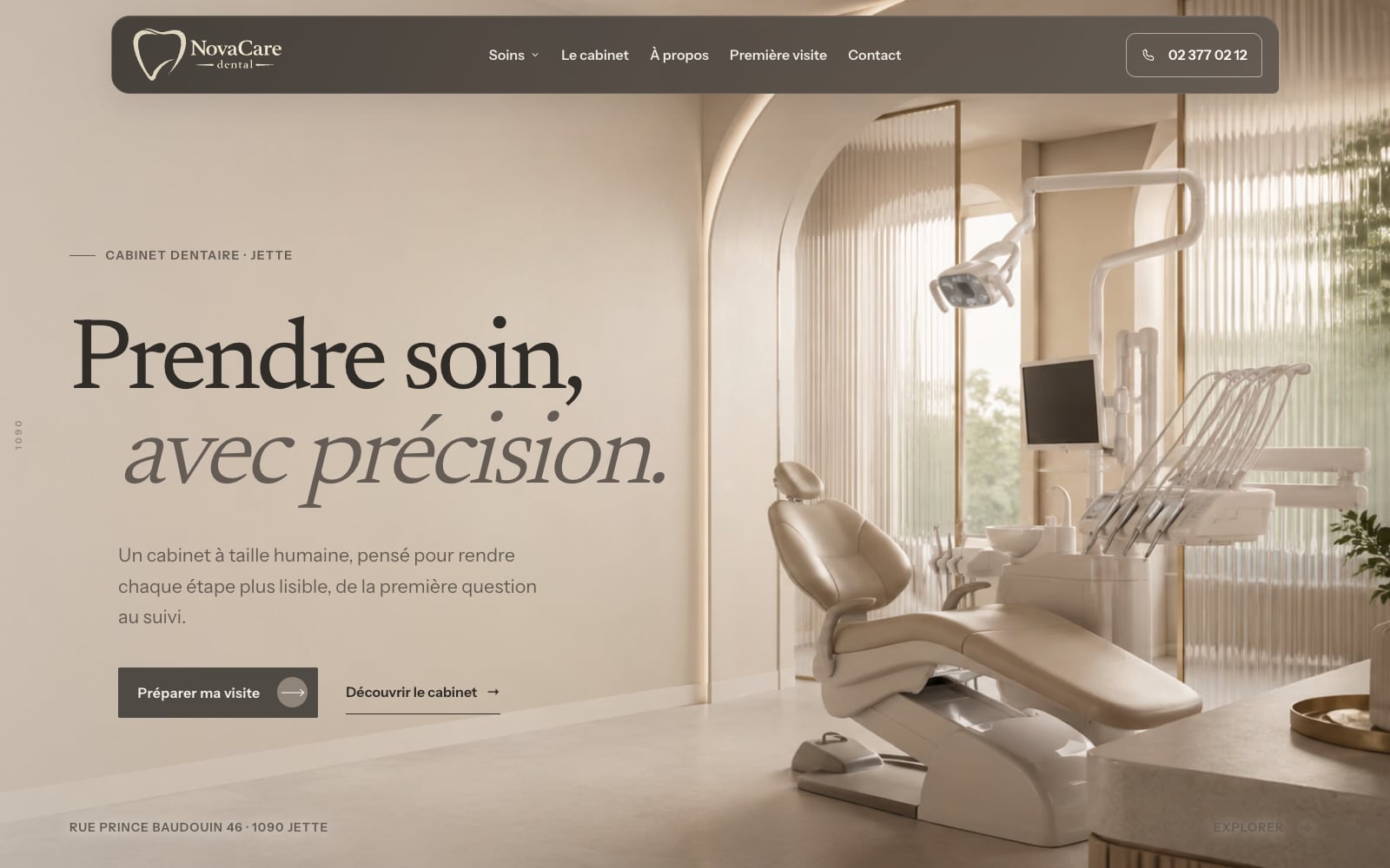 Aperçu du site web de NovaCare Dental, cabinet dentaire à Jette