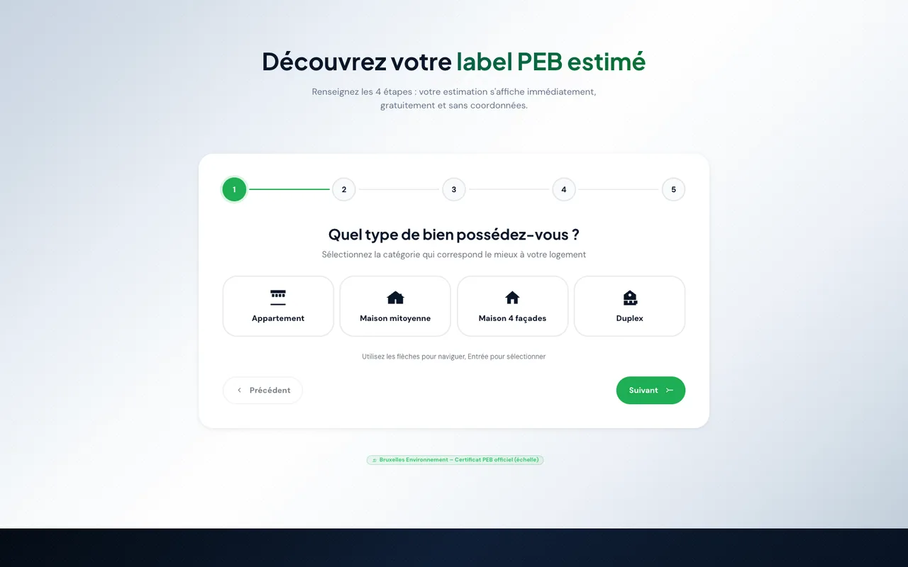 PEBify: estimate a rating, with its limitations. Screenshot of the public section.
