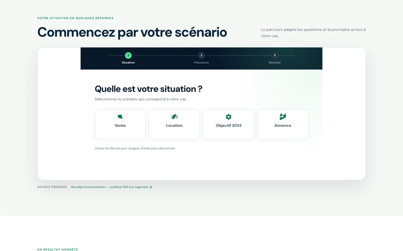 PEBify: clarify the regulatory situation. Screenshot of the public section.