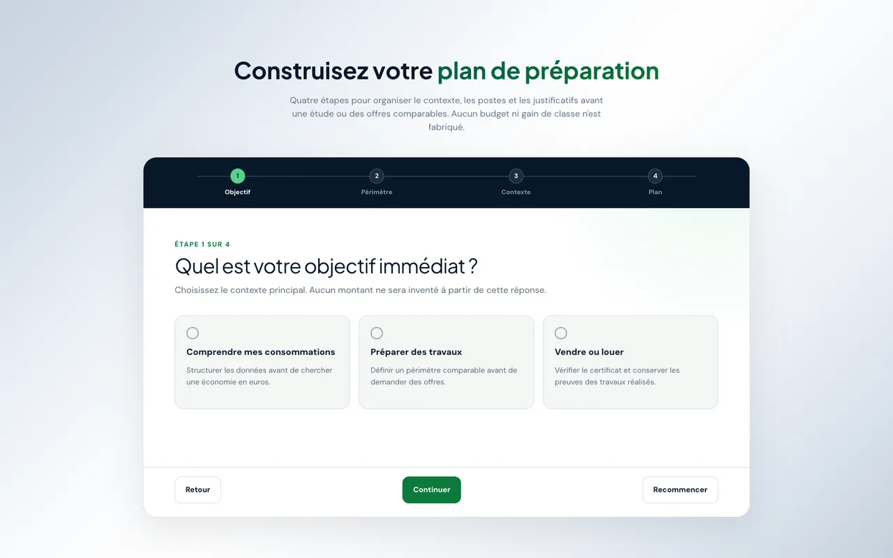 PEBify: prepare a renovation project. Screenshot of the public section.