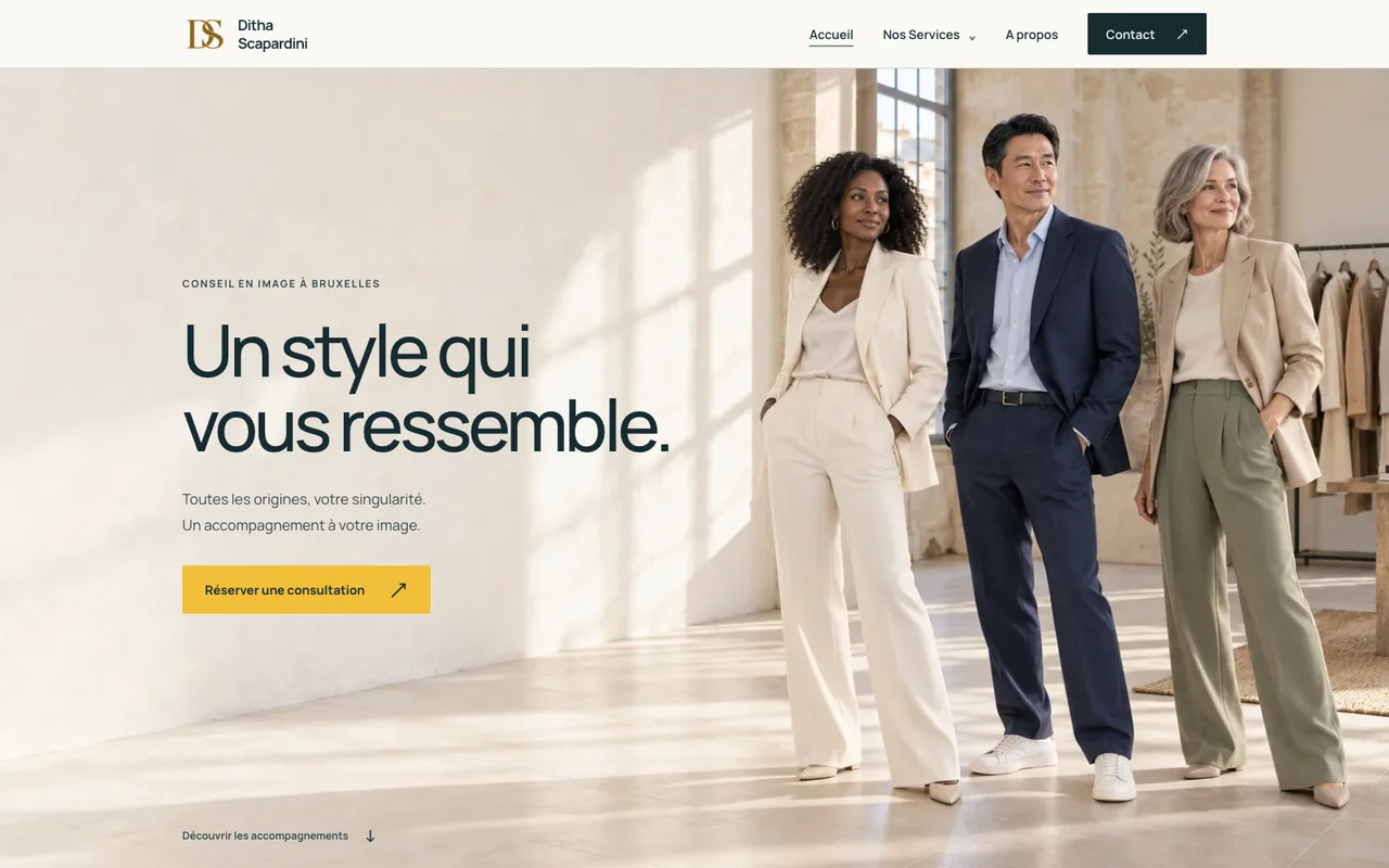 Accueil de Ditha Scapardini : conseil en image et style à Bruxelles