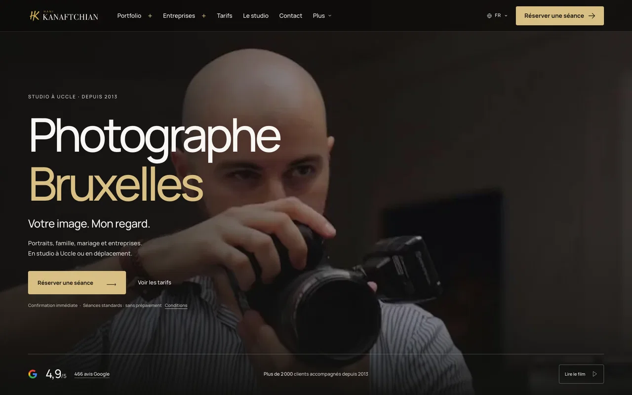 Accueil du site de photographie Kanaftchian, portfolio et accès aux expériences