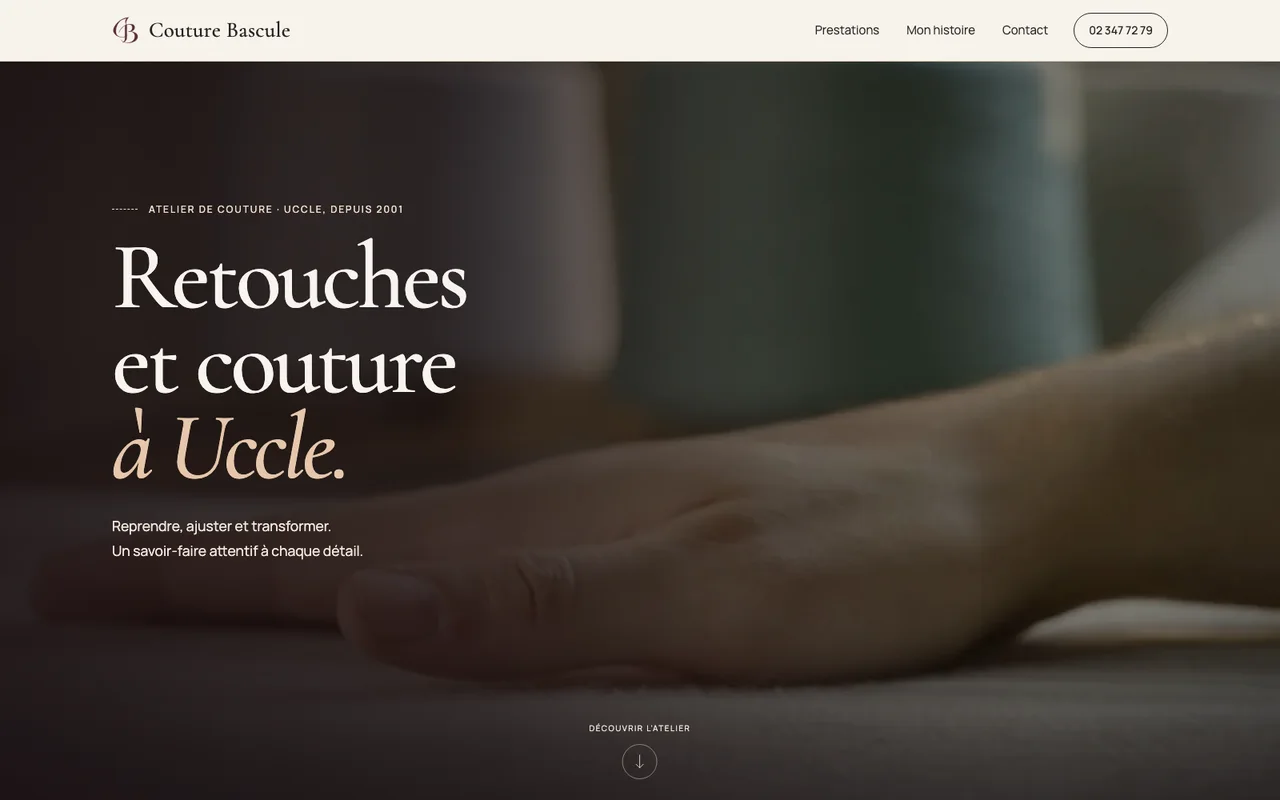Page d’accueil de Couture Bascule sur ordinateur