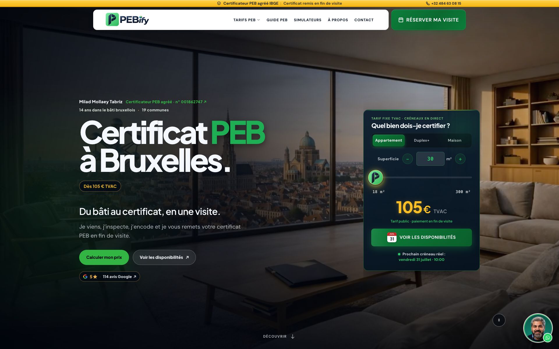 Aperçu du site PEBify